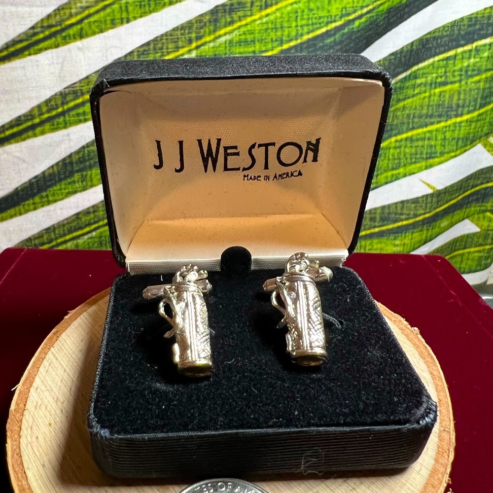 NWT JJ Weston Gold Clubs Cufflinks ⛳️